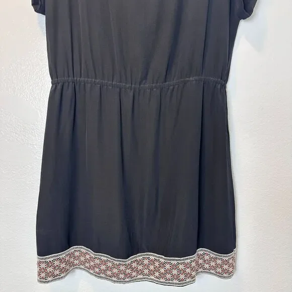 Madewell Women's Size 10 Dress Starflower Embroidered Black 100% Silk - Picture 12 of 13